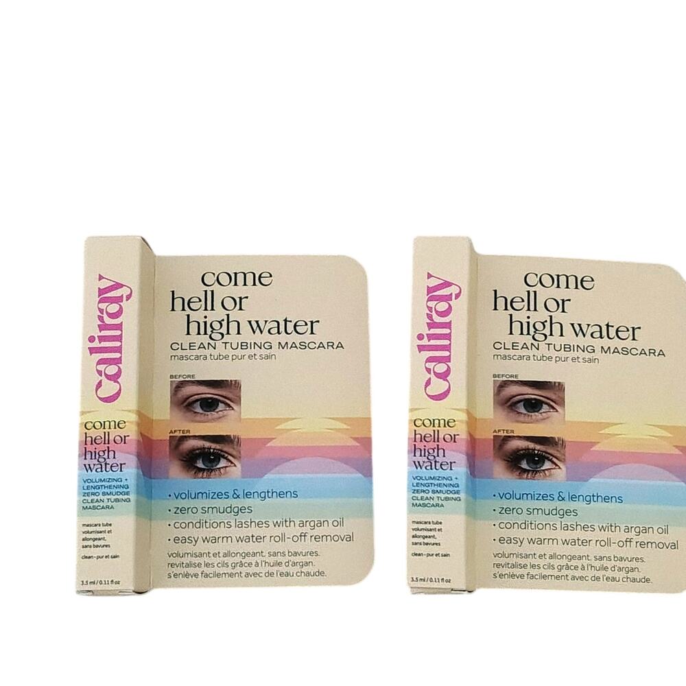 Caliray Come Hell or High Water Clean Tubing Mascara 0.11 oz Travel Lot of 2